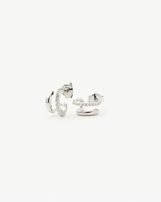 Classic Double Huggies | Sterling Silver/Cubic Zirconia