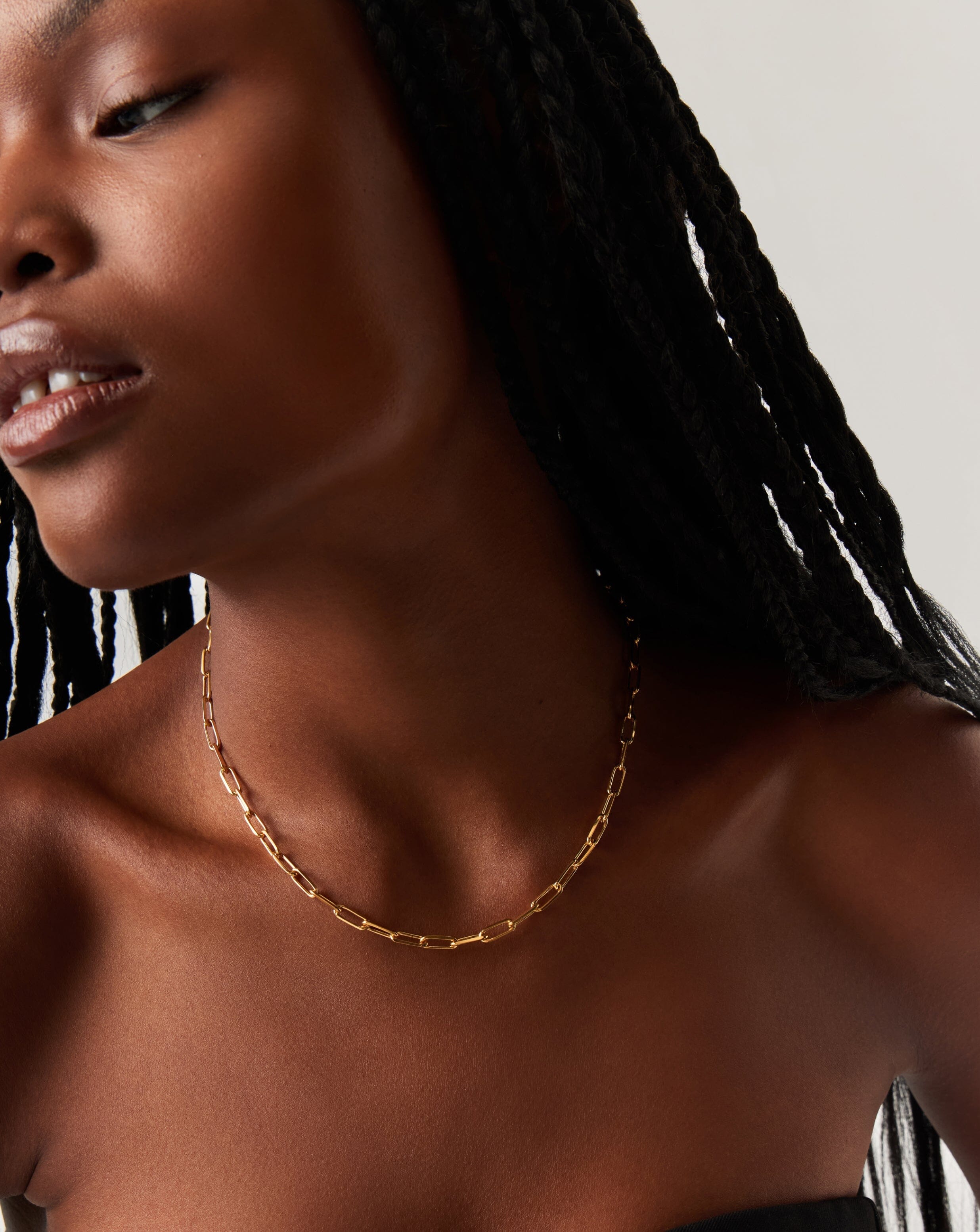 Classic Mini Short Paperclip Chain Necklace | 18ct Gold Plated