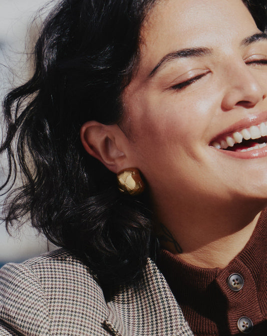 Hera Oversized Dome Ridge Stud Earrings