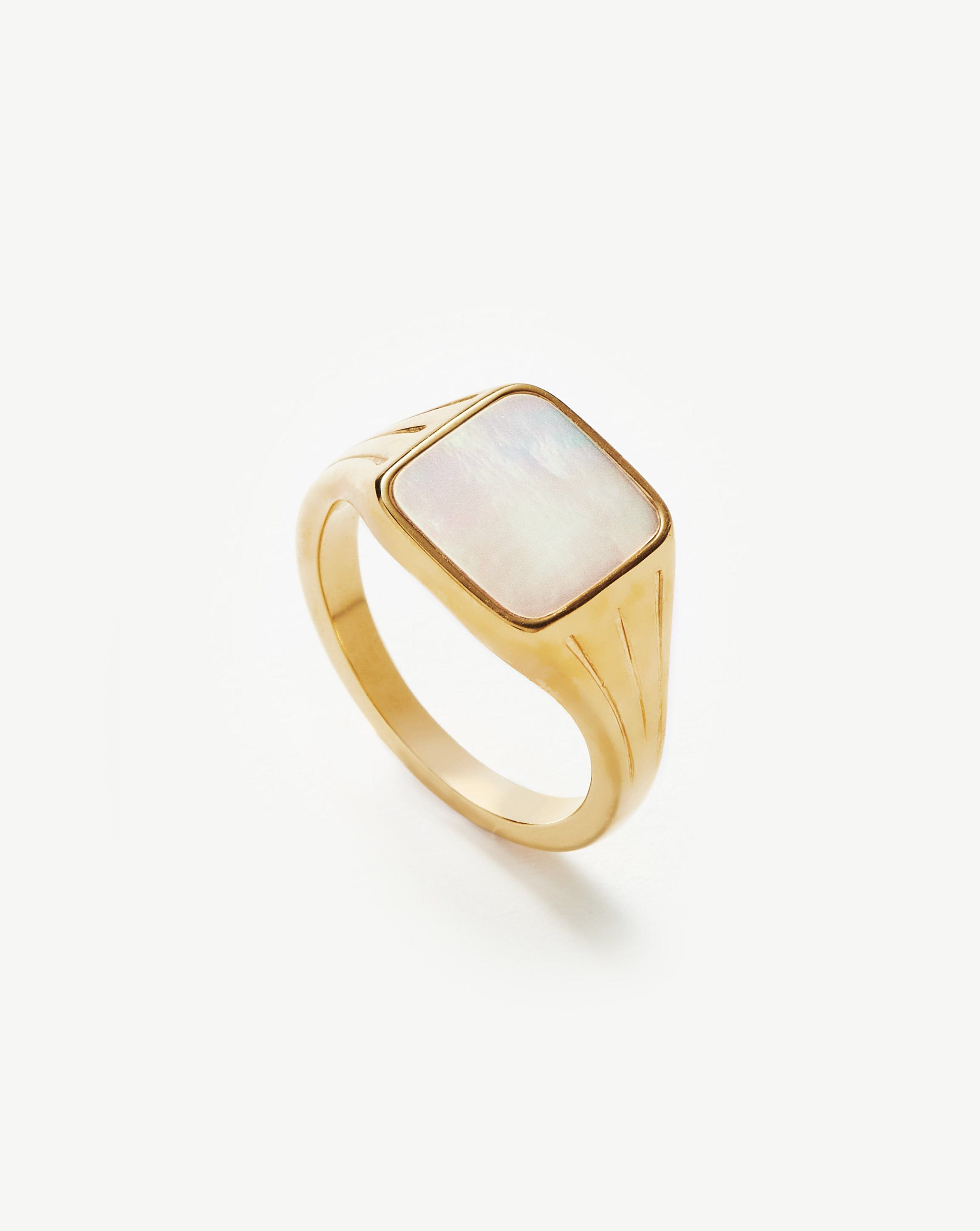 Lucy Williams Square Signet Ring | 18ct Gold Vermeil/Mother of Pearl